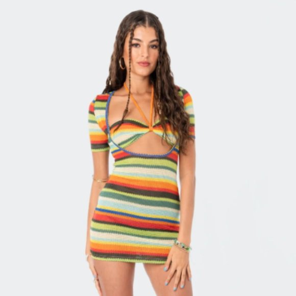Andrea Cut-Out Knitted Mini Dress (M) - Picture 1 of 2